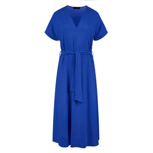 Koningsblauwe jersey midi-jurk met riem