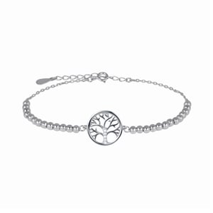 Luxenter armband, 925 sterling zilver en gerhodineerde glanzende zirkonia, levensboom