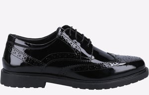 Hush Puppies Verity Leren Damesschoenen Met Lakleren Zwarte Brogues.