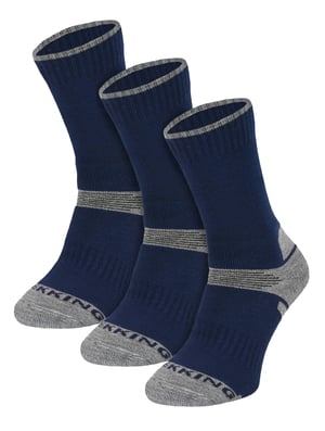 3-Paar Multipack Kinderen Merino Wol Wandelsokken | Lichtgewicht Anti-Blaren Sokken voor Jongens & Meisjes - Marineblauw
