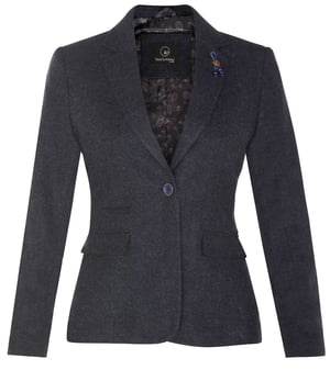 Dames Tweed jaren 1920 visgraat marineblauwe blazer