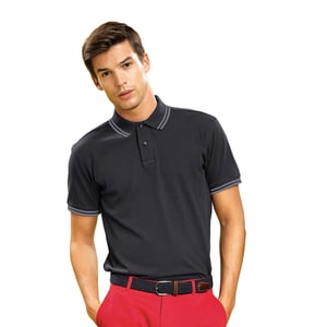 Asquith & Fox Heren Klassiek Fit getipt Poloshirt (Zwarte Heide / Houtskool)
