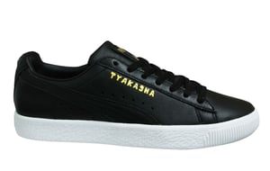 Puma Clyde TYAKASHA Zwart Leer Laag Casual Heren Trainers 368070 01