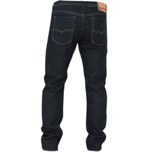Diesel Buster-X bruine badge taps toelopende donkerblauwe jeans