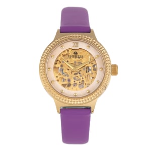 Keizerin Alice Automatisch MOP-horloge met skelet wijzerplaat en lederen band
