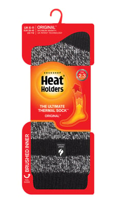 Heat Holders Heren extra dikke warme thermo sokken - Zwart / Houtskool (Palmero)