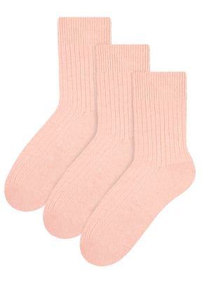 Steven - 3 Paar Multipack Dames Wol Gebreide Sokken | Warme Kousen Jurk Sokken - Lichtroze