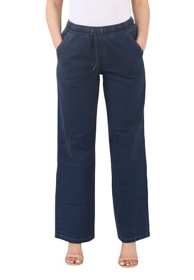 MYT Womens Elasticated High Waist Wide Leg Jeans in Blue