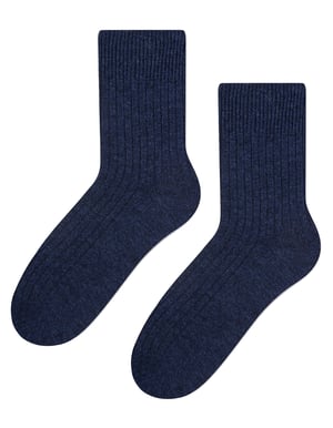 Steven - 3 Paar Multipack Dames Wol Gebreide Sokken | Warme Kousen Jurk Sokken - Marineblauw