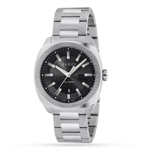 Gucci - RVS Armband Zonnebrand Zwart Dial Heren Horloge