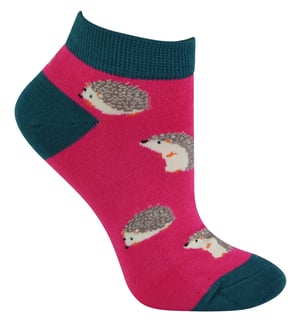 Miss Sparrow - Dames Bamboe Trainer Sokken - Hedgehogs (Hete Roze)