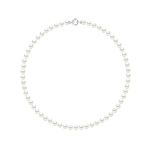 Rank ketting PRINCESS zoetwaterparels 6-7 mm ronde witte luxe witte gouden gesp