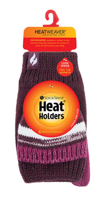 Heat Holders - Thermisch gebreide convertorhandschoen voor dames - Bordeaux