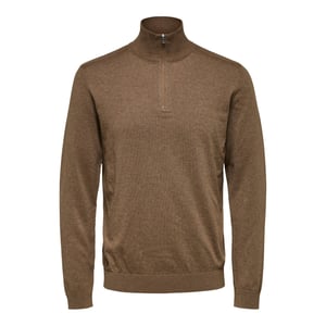Selected Sweaters Berg Half Zip Cardigan Teak Bruin