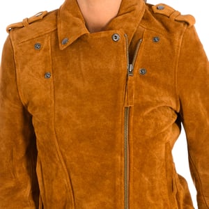 Leren damesjack met korte lange mouwen 9066