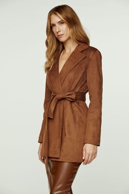 Bruin Alcantara-Look Jasje met Riem