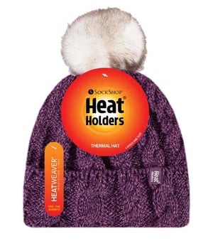 Heat Holders - Thermische pomponhoed voor dames - Paars