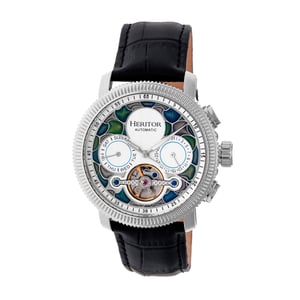 Heritor Automatische Aura Heren Semi-Skelet Leerband Horloge