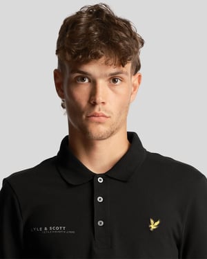 Lyle & Scott heren polo met lange mouwen en bijpassende print in het zwart