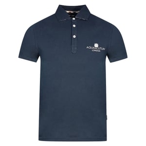 Aquascutum London marineblauw poloshirt met opvallend logo