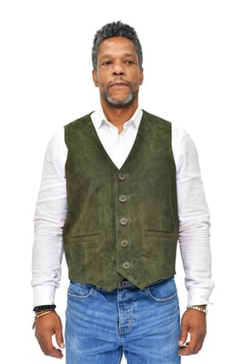 Heren klassiek geitensuède lederen vest-Norwich