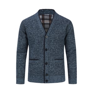 Herenvest met opstaande kraag met twee zakken en knopen voor winterblauw