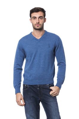 Billionaire Italian Couture Heren Blauwe Merino Wol Sweater