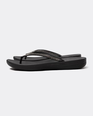 FitFlop Iqushion Sparkle Rubberen Dames Zwarte Flip-Flops