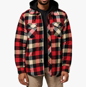 Hard Yakka QUILTED FLANNEL Heren Shirt Jack Rood