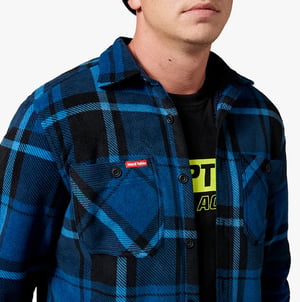 Hard Yakka QUILTED FLANNEL Heren Overhemdjack Blauw