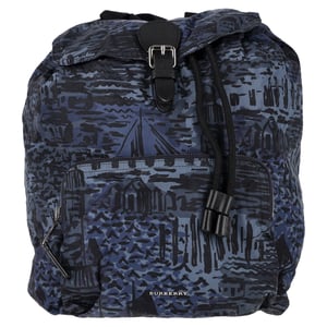 Burberry Kustprint Rugzak in Blauw Polyamide