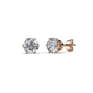 Solitaire S oorbellen - Roségoud en kristal