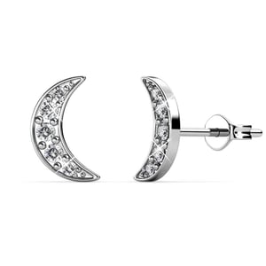 Halve maan oorbellen - zilver en kristal