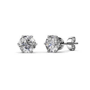 Solitaire M oorbellen - zilver en kristal