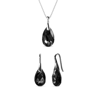 Teardrop haaksets - Zilver en zwart