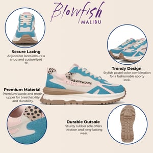 Blowfish Malibu Dames Roze Blauwe Retro Veterschoenen - Leo