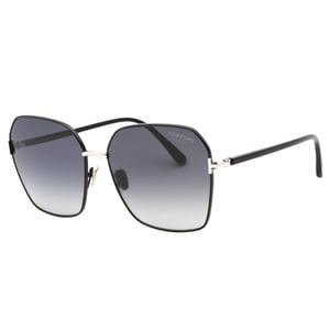 Tom Ford Claudia-02 Smoke gepolariseerde lens glanzende zwarte zonnebril