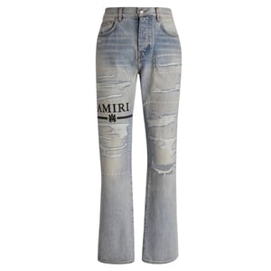 Amiri MA Bar Logo Straight Fit Stone indigo blauwe denim jeans