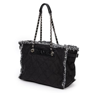 Horizontal Tweed Fringe Chain Tote  Schoudertas
