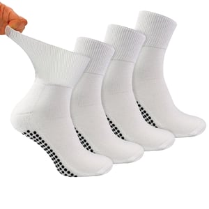 4-Pack Korte Bamboe Diabetessokken met Grips voor Heren en Dames