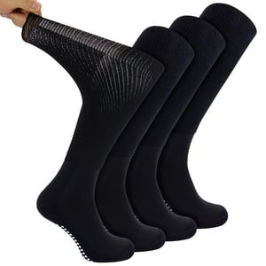 4-Pack Lange Bamboe Diabetessokken Met Grip Voor Mannen En Vrouwen