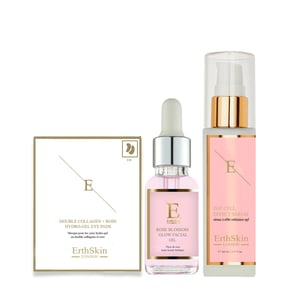 EGF CELL EFFECT SERUM 60ML + Rozenbloesem Glow Gezichtsolie 30ml +Double Collageen + Rozen Hydrogel Oogkompressen 5 X 2
