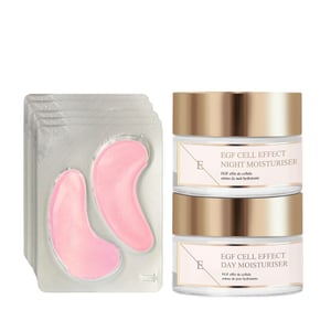 EGF Cell Effect dag Moistruseir + EGF Cell Effect nacht Moisturier + Rozenbloesem oogpads
