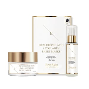 Hyaluronzuur & Collageen Dagcrème 50ml + Hyaluronzuur & Collageen Serum - 60ml + Hyaluronzuur & Collageen Masker - 3 vellen