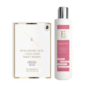 Hyaluronzuur + Collageen Body Lotion 250ml + Hyaluronzuur & Collageen Masker - 3 vellen
