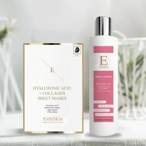 Hyaluronzuur + Collageen Body Lotion 250ml + Hyaluronzuur & Collageen Masker - 3 vellen