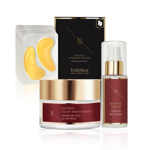 RETINOOL SERUM 30ML + RETINOOL NACHTMOISTURIZER 50ML + COLLAGEEN GOUDE OOGPATCH 24K GOUD - 5X2 PADS