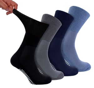 4-Pack Bamboe Diabetessokken Met Grip voor Mannen en Vrouwen