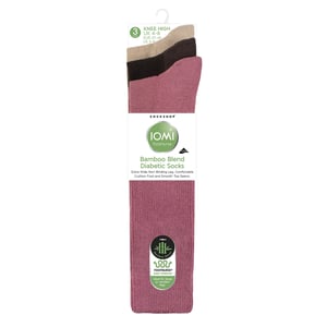3-Pack Vrouwen Kniehoog Zachte Bamboe Diabetessokken