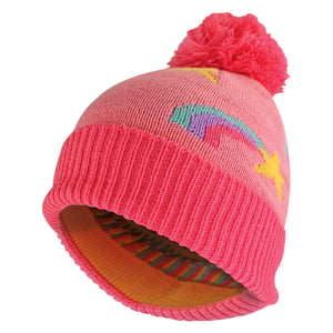 Meisjes Regenboog Muts met Pompon | Kinderen Warme Wintermuts met Pompon